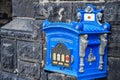 Postbriefkasten, old  blue decorative postbox Royalty Free Stock Photo