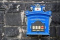 Postbriefkasten, old  blue decorative postbox Royalty Free Stock Photo
