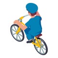 Postboy bike delivery icon, isometric style Royalty Free Stock Photo