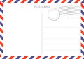 Postcard. Air Mail. Postal card illustration for design. Travel