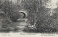 Postcard from around 1900-1920 showing a little walkway bridge over a stream near Maredsous abbey