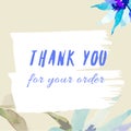 Postcard, banner Thank you. Gratitude on a watercolor olive background with blue flowers Royalty Free Stock Photo