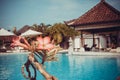 Postcard with beautiful Bali pool Royalty Free Stock Photo
