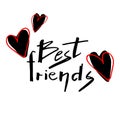 Postcard for best friend vector hearts Royalty Free Stock Photo