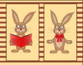 Postcard brown rabbit in vector