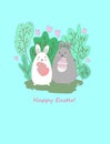 Vector card with easter bunny