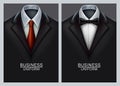 Postcard business cards with elegant suit and tuxedo. Vector Royalty Free Stock Photo