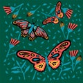 Postcard with a butterfly in the rainforest. The Doodle depicted a hovering moth colored moths, winged, with a mustache