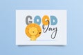 Postcard cartoon illustration happy leon and text