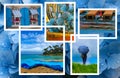 Postcard collage of Colorful Blue Travel Photos. USA Royalty Free Stock Photo