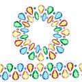 Set of multicolored gemstones. Wreath of multicolored diamonds.