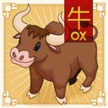 Cute Traditional Chinese Zodiac Animal: Ox, Vector Illustration