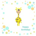 Postcard with cute giraffe. vector illustration