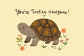 Postcard with a cute turtle. Vector graphics Royalty Free Stock Photo