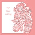 Postcard with decorative flowers. Template for laser cutting. Vector Royalty Free Stock Photo