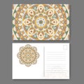 Postcard design with vintage decorative element. Template for greering card. Mandala vector illustration Royalty Free Stock Photo