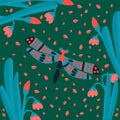 Postcard dragonfly in the grass. Cute butterfly in the tropics of the forest. Poster hovering, multicolored, winged