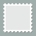 Postcard empty stamp frame vector. Square toothed border blank postage mark frame. Clean postal sticker with copy space Royalty Free Stock Photo