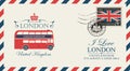 Postcard or envelope with London double decker Royalty Free Stock Photo