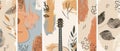 Postcard or festival banner design concept. Handdrawn illustration with flat doodle texture. Guitar with handwritten Royalty Free Stock Photo