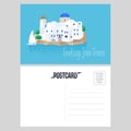Postcard from Greece vector illustration with Santorini island