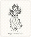 Postcard Happy Valentine's Day with the angel