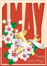 Postcard for holiday of Spring and Labor. Mayday