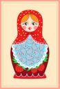 Postcard with the image of a matryoshka figurine on a light background