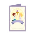 Postcard with kids first communion