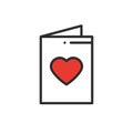 Postcard line icon. Happy Valentine day sign and symbol. Love couple relationship dating wedding day invitation theme