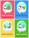 Postcard Merry Christmas Happy New Year Santa Elf Royalty Free Stock Photo