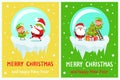 Postcard Merry Christmas Happy New Year Santa Elf Royalty Free Stock Photo