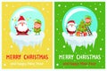 Postcard Merry Christmas Happy New Year Santa Elf Royalty Free Stock Photo