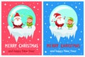 Postcard Merry Christmas Happy New Year Santa Elf Royalty Free Stock Photo