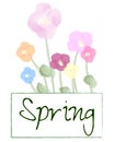postcard with multicolored watercolor colors spring mood