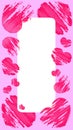Postcard, page, vertical template for social network. Frame with shabby grunge hearts. Border of red valentines, empty place for