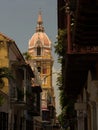 Postcard panorama of Cartagena de Indias cathedral church Basilica Santa Catalina de Alejandria Caribbean Colombia Royalty Free Stock Photo