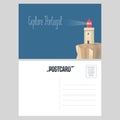 Postcard from Portugal vector illustration with lighthouse