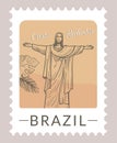 Brazil Cristo redentor postmark with statue vector