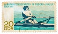 Postcard printed in the DDR shows Championship European Rowing (WOMEN)