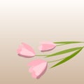 Background with spring flowers. Beautiful vector drawing of tulips. Place for text