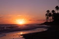 Postcard sunrise in exotic beach Royalty Free Stock Photo