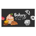 Postcard sweet desserts for bakery shop illustration Royalty Free Stock Photo