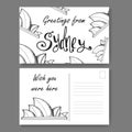 Postcard from Sydney. Hand drawn lettering and sketch. Greetings from Australia. Vector illestration Royalty Free Stock Photo