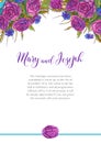 Postcard template with flower roses, cornflowers and leaves