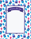 Party invitation. Postcard template with frame for congratulations