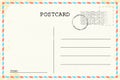 Postcard template. Old vintage Retro envelope with stamp. Vector illustration. EPS 10. Royalty Free Stock Photo