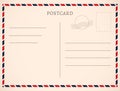 Postcard template paper white texture. Vector postcard empty mail stamp and message design