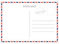 Postcard template paper white texture. Vector postcard empty mail stamp and message design