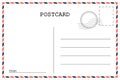 Postcard template. Post envelope with stamp. Vector illustration. EPS 10, Royalty Free Stock Photo